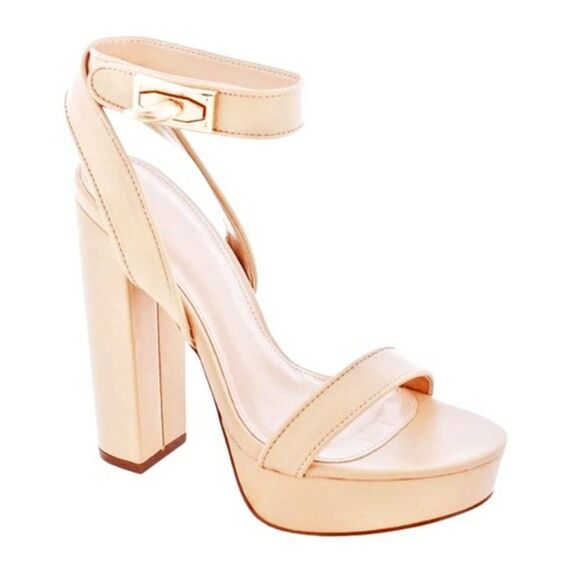NUDE FAUX LEATHER PLATFORM SANDAL - Picture 6 of 6